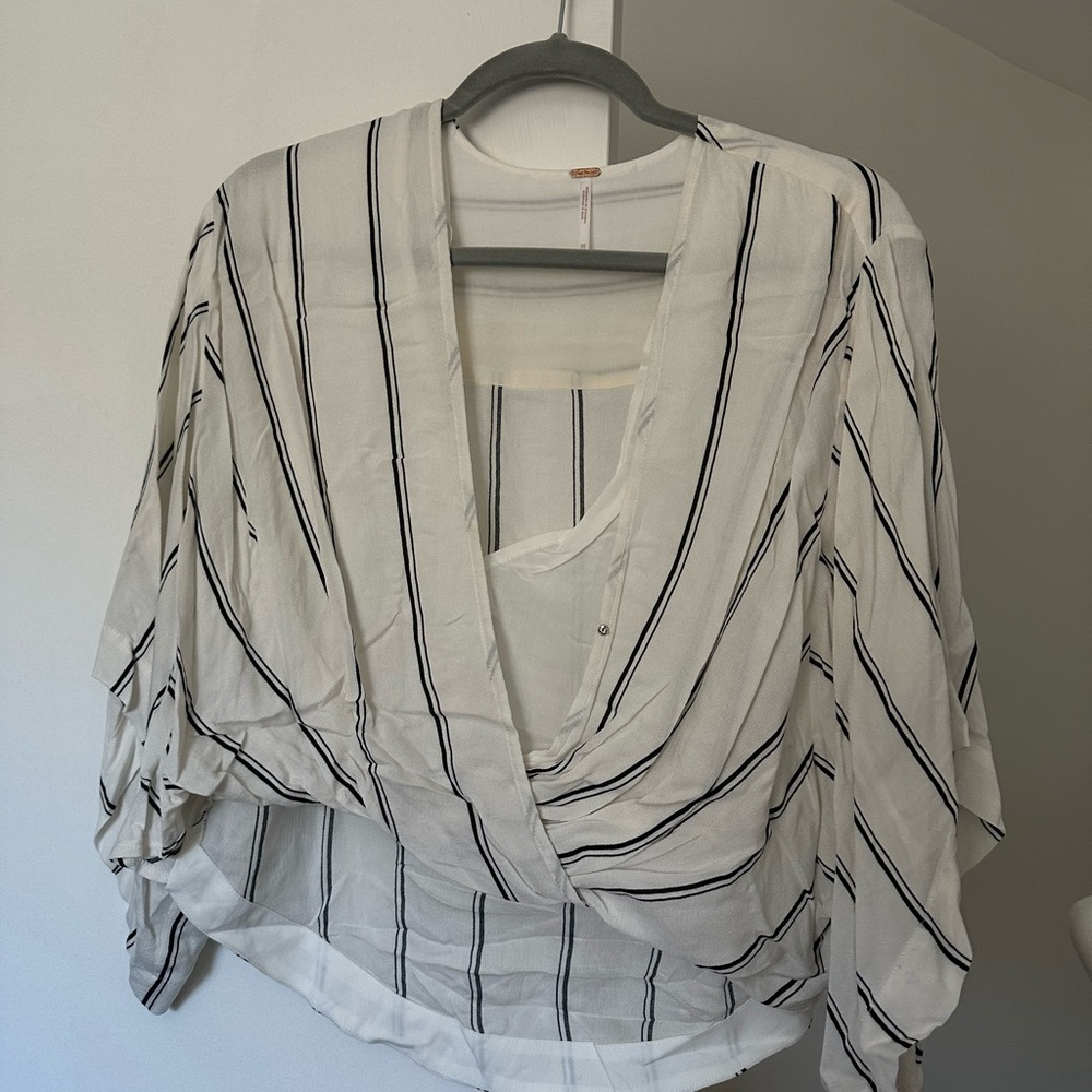 FREE PEOPLE blouse black and white xs